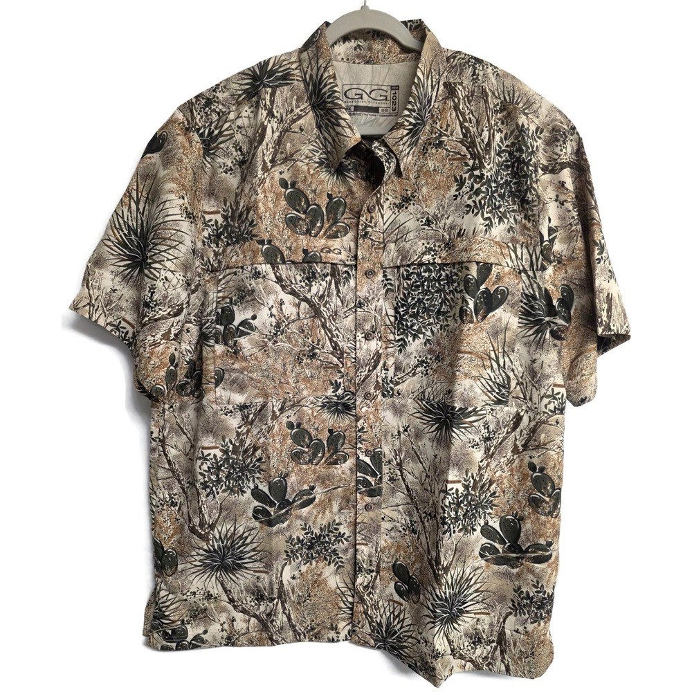 GameGuard Outdoors Mens 2X Desert Cactus Camo Vented Fishing Shirt